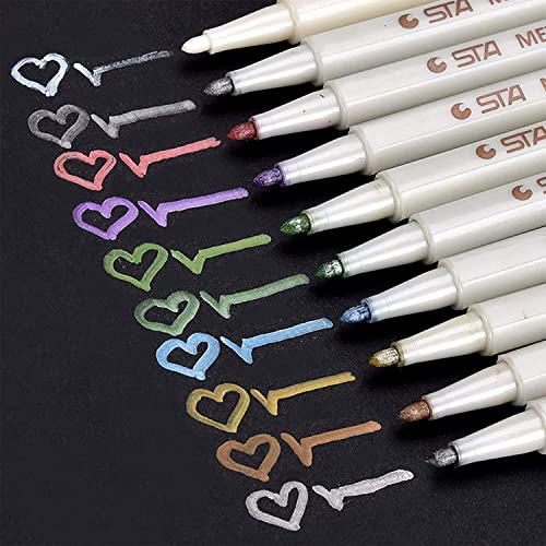 DealKits Metallic Marker Stift Set, 10 Farben, für Fotoalbum Gästebuch Scrapbook Stein Glas Holz Keramik Deko, Metalicstifte Goldstift zum Weihnachten Halloween Oster Basteln (1MM) von DealKits