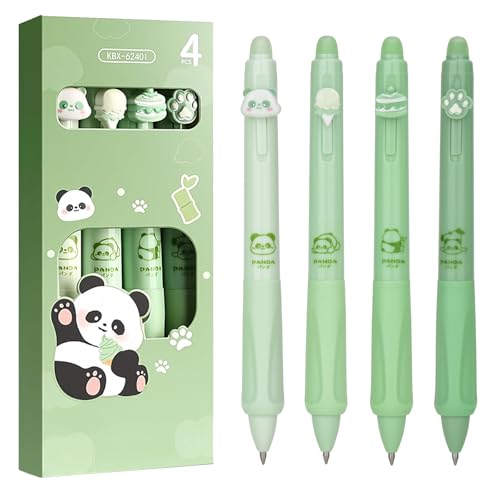 DealKits Radierbarer Kugelschreiber, 4 Stück Kuli Radierbar, Themen Panda, Eiscreme, Kuchen, Bärenklau, Kugel am Ende zum Entfernen der Tinte - Blau, Spitze 0,5 mm, Wärmeempfindliche Radierstifte von DealKits