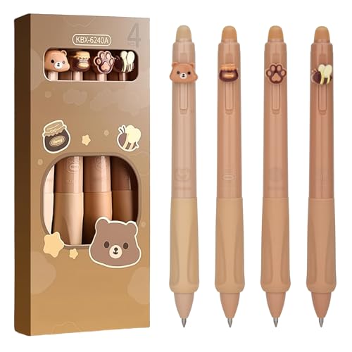 DealKits Radierbarer Kugelschreiber Tintenroller, 4 Stück Kuli Radierbar, Radierbare Stifte Set, löschbaren Gelstiften - Blau, Spitze 0,5 mm, für Schulsachen Bürobedarf Studenten von DealKits