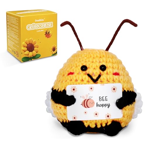 Pocket Hug Glückliche Biene - Glücksbringer mit Positiver Energie - Niedliche Häkelbiene Lucky Bee - Originelles Ermutigungsgeschenk Motivationsgeschenk für Frauen Kinder, Perfekt als Büro Deko Pocket Hug Glückliche Biene - Glücksbringer mit Positiver Energie - Niedliche Häkelbiene Lucky Bee - Originelles Ermutigungsgeschenk Motivationsgeschenk für Frauen Kinder, Perfekt als Büro Deko von DealKits