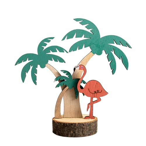 Deauparkoty Hawaii Deko Sommer Tischdeko Innen Wohnzimmer Flamingo Kokosnuss Baum aus Holz Fensterbank Tisch Deko zum Hinstellen Blätter Esstisch Decor Modern für Sommer, Frühling von Deauparkoty