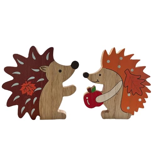 Herbstdeko 2 Stück Igel Deko Herbst Dekoration Innen für Fensterbilder Tisch Wohnzimmer Autumn Fall Decor Geschenk Holz Deko Herbst Thanksgiving Aesthetic Tischdeko von Deauparkoty