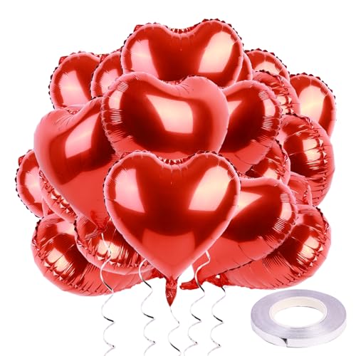 Herzluftballons 25 Stück Hochzeitsdeko Helium Luftballon Rot Herzen Ballons Valentinstag Standesamt Verlobung Heiratsantrag Deko Folienballon Hochzeit Geburtstagsdeko 18 Zoll von Deauparkoty