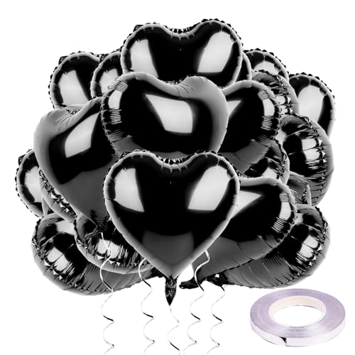 Herzluftballons 25 Stück Valentinstag Helium Luftballon Schwarz Herzen Ballons Valentinstag Standesamt Verlobung Heiratsantrag Deko Folienballon Hochzeit Geburtstagsdeko 18 Zoll von Deauparkoty