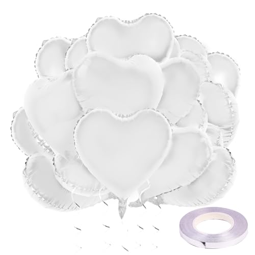 Herzluftballons 25 Stück Hochzeitsdeko Helium Luftballon Weiß Herzen Ballons Valentinstag Standesamt Verlobung Heiratsantrag Deko Folienballon Hochzeit Geburtstagsdeko 18 Zoll von Deauparkoty