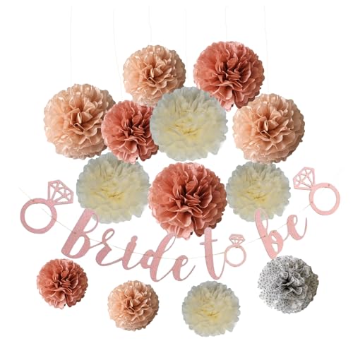 Junggesellenabschied Frauen JGA Deko Frauen Bride To Be Girlande Pompons Dekoration Rosa für Bachelorette Party Team Braut Hochzeit Brautparty Accessoires von Deauparkoty
