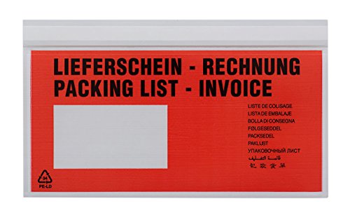 Debatin 522182 Begleitpapiertasche DIN-lang Lieferschein/Rechnung Mehrsprachig, 1000 Stück im Karton von Debatin