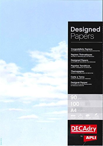 DECAdry Designer Papier für Laser- und Tintenstrahldrucker (80 g/m²) 100 Blatt Sky von APLI