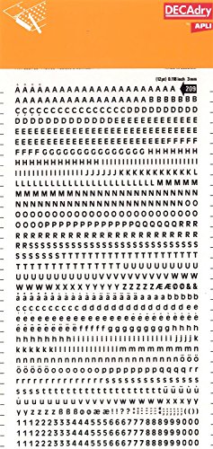 Decadry Urkundenpapier, 10 Buchstaben und Zahlen Transfers (1 Bogen) sdd209 F 3 mm schwarz von Decadry