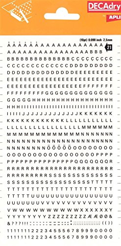 Decadry Urkundenpapier, 5 Buchstaben und Zahlen Transfers (1 Bogen) dd21 F 2,5 mm schwarz von Decadry