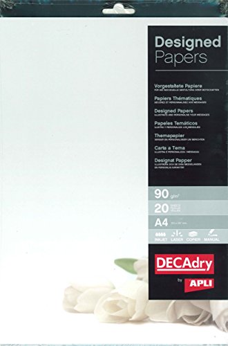 Decadry t036126 Papier Menü Einladungen, Weiße Blumen, A4, 90 g, Packung 20 von Decadry