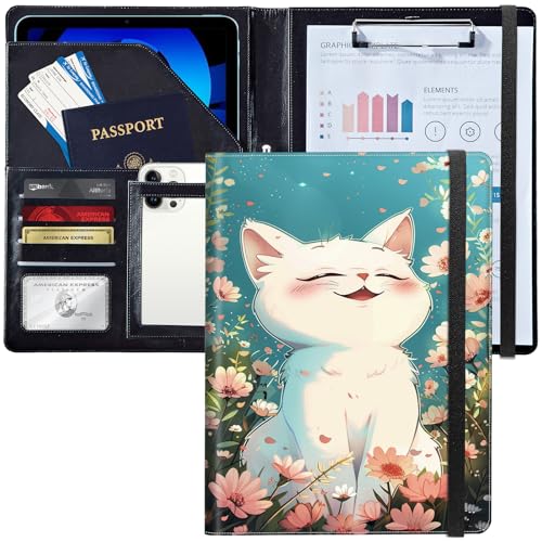 Dokumentenmappe aus Leder mit Klemmbrett, A4, Organizer für Lebensläufe, Notizblock und Kartenhalter, für Männer und Frauen, Business, Büro, niedliche weiße Katze, lachend Dokumentenmappe aus Leder mit Klemmbrett, A4, Organizer für Lebensläufe, Notizblock und Kartenhalter, für Männer und Frauen, Business, Büro, niedliche weiße Katze, lachend von Decahouy