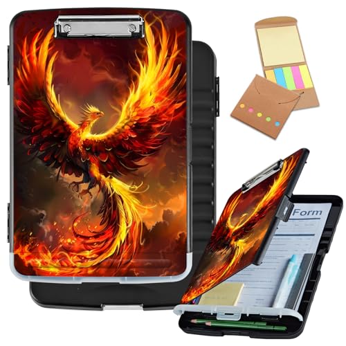 Klemmbrett mit Aufbewahrung, großes Fassungsvermögen, seitlich öffnend, aus Kunststoff, mit Stifthalter, flacher Clip, Lehrer-Must-Haves, Pflege- und Bürobedarf, Cool Phoenix -503 Klemmbrett mit Aufbewahrung, großes Fassungsvermögen, seitlich öffnend, aus Kunststoff, mit Stifthalter, flacher Clip, Lehrer-Must-Haves, Pflege- und Bürobedarf, Cool Phoenix -503 von Decahouy