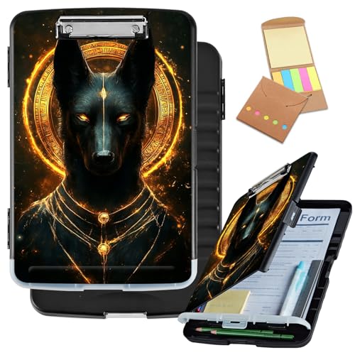 Klemmbrett mit Aufbewahrung, großes Fassungsvermögen, seitliche Öffnung, Still-Klemmbrett aus Kunststoff mit Stifthalter, flacher Clip, Lehrer-Must-Haves, Pflege- und Bürobedarf, Anubis-schwarzer Klemmbrett mit Aufbewahrung, großes Fassungsvermögen, seitliche Öffnung, Still-Klemmbrett aus Kunststoff mit Stifthalter, flacher Clip, Lehrer-Must-Haves, Pflege- und Bürobedarf, Anubis-schwarzer von Decahouy