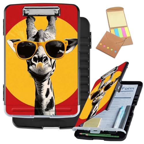 Klemmbrett mit Aufbewahrung, großes Fassungsvermögen, seitliche Öffnung, Still-Klemmbrett aus Kunststoff mit Stifthalter, flacher Clip, Lehrer-Must-Haves, Pflege- und Bürobedarf, Giraffe mit Klemmbrett mit Aufbewahrung, großes Fassungsvermögen, seitliche Öffnung, Still-Klemmbrett aus Kunststoff mit Stifthalter, flacher Clip, Lehrer-Must-Haves, Pflege- und Bürobedarf, Giraffe mit von Decahouy