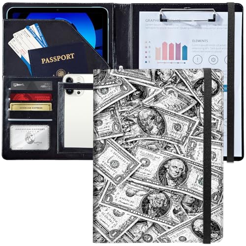 Leder-Dokumentenmappe mit Klemmbrett, A4, personalisierter Organizer für Lebensläufe, Notizblock und Kartenhalter, für Männer und Frauen, Business Nutzung, weiß und schwarz EUR Leder-Dokumentenmappe mit Klemmbrett, A4, personalisierter Organizer für Lebensläufe, Notizblock und Kartenhalter, für Männer und Frauen, Business Nutzung, weiß und schwarz EUR von Decahouy