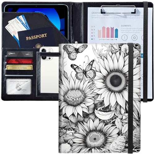 Leder Klemmbrett mit Schmetterling und Sonnenblume Muster | Lebenslaufdokumente Organizer | DIN A4 | Visitenkartenhalter für Damen und Herren Leder Klemmbrett mit Schmetterling und Sonnenblume Muster | Lebenslaufdokumente Organizer | DIN A4 | Visitenkartenhalter für Damen und Herren von Decahouy