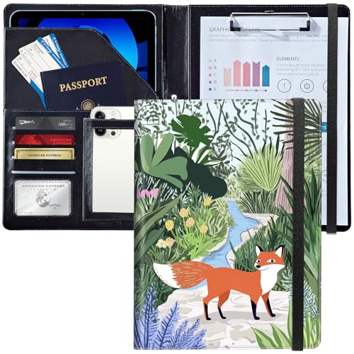 Leder-Padfolio-Ordner mit Klemmbrett, personalisierter A4-Brief-Organizer, Schreibblock und Kartenhalter für Männer und Frauen, Büro, niedlicher Fuchs im Garten Leder-Padfolio-Ordner mit Klemmbrett, personalisierter A4-Brief-Organizer, Schreibblock und Kartenhalter für Männer und Frauen, Büro, niedlicher Fuchs im Garten von Decahouy