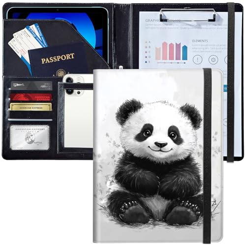 Leder-Padfolio-Ordner mit Klemmbrett, personalisierter A4-Brief-Organizer, Schreibblock und Kartenhalter für Männer und Frauen, Büro, niedlicher Panda Leder-Padfolio-Ordner mit Klemmbrett, personalisierter A4-Brief-Organizer, Schreibblock und Kartenhalter für Männer und Frauen, Büro, niedlicher Panda von Decahouy