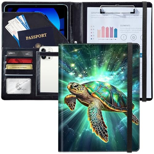 Leder-Padfolio-Ordner mit Klemmbrett, personalisierter A4-Briefgröße, Lebenslauf-Organizer, Schreibblock und Kartenhalter für Männer und Frauen, Büro, elegante grüne Meeresschildkröte Leder-Padfolio-Ordner mit Klemmbrett, personalisierter A4-Briefgröße, Lebenslauf-Organizer, Schreibblock und Kartenhalter für Männer und Frauen, Büro, elegante grüne Meeresschildkröte von Decahouy