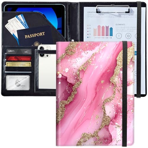 Leder-Padfolio-Ordner mit Klemmbrett, personalisierter A4-Briefgröße, Lebenslauf-Organizer, Schreibblock und Kartenhalter für Männer und Frauen, Büro, rosa glitzernder Marmor Leder-Padfolio-Ordner mit Klemmbrett, personalisierter A4-Briefgröße, Lebenslauf-Organizer, Schreibblock und Kartenhalter für Männer und Frauen, Büro, rosa glitzernder Marmor von Decahouy