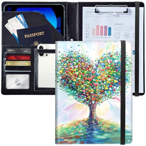 Leder Padfolio Portfolio Mappe mit Zwischenablage, Personalisierte A4 Letter Size CV Organizer, Schreibblock & Kartenhalter für Männer Frauen Business Office Use, Herz geformte Baum und Blätter Leder Padfolio Portfolio Mappe mit Zwischenablage, Personalisierte A4 Letter Size CV Organizer, Schreibblock & Kartenhalter für Männer Frauen Business Office Use, Herz geformte Baum und Blätter von Decahouy