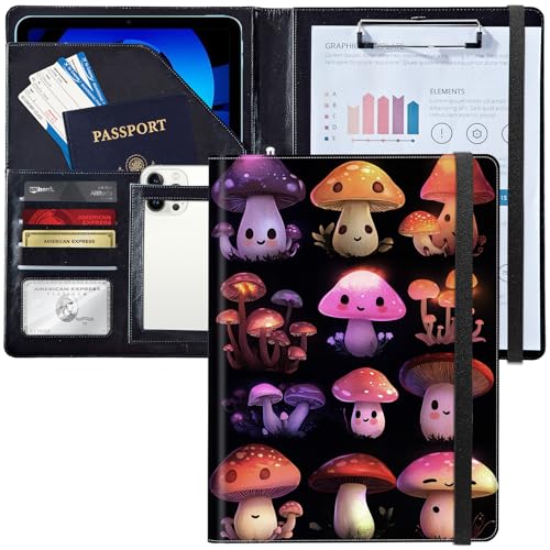 Leder-Padfolio-Portfolio-Ordner mit Klemmbrett, personalisierbarer A4-Briefgröße, Lebenslauf-Organizer, Schreibblock und Kartenhalter für Männer und Frauen, Büro, niedliche Kawaii-Pilze Leder-Padfolio-Portfolio-Ordner mit Klemmbrett, personalisierbarer A4-Briefgröße, Lebenslauf-Organizer, Schreibblock und Kartenhalter für Männer und Frauen, Büro, niedliche Kawaii-Pilze von Decahouy