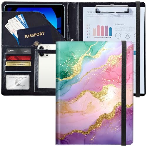 Leder-Padfolio-Portfolio-Ordner mit Klemmbrett, personalisierter A4-Briefgröße, Lebenslauf-Organizer, Schreibblock und Kartenhalter für Männer, Frauen, Büro, rosa und violett, Aquarell Leder-Padfolio-Portfolio-Ordner mit Klemmbrett, personalisierter A4-Briefgröße, Lebenslauf-Organizer, Schreibblock und Kartenhalter für Männer, Frauen, Büro, rosa und violett, Aquarell von Decahouy