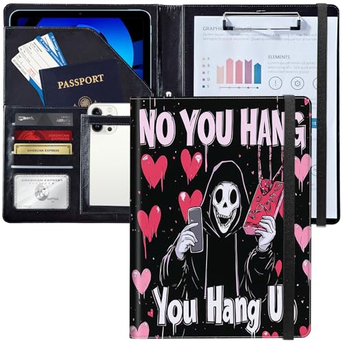 Leder-Padfolio-Portfolio-Ordner mit Klemmbrett, personalisierter A4-Briefgröße, Lebenslauf-Organizer, Schreibblock und Kartenhalter für Männer und Frauen, Business, Büro, Ghostface Pink Leder-Padfolio-Portfolio-Ordner mit Klemmbrett, personalisierter A4-Briefgröße, Lebenslauf-Organizer, Schreibblock und Kartenhalter für Männer und Frauen, Business, Büro, Ghostface Pink von Decahouy