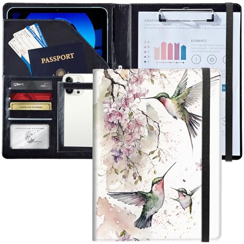 Padfolio/Portfolio Notizmappe, Kolibri Rosa Kirschen Benutzerdefinierte Leder Portfolio Padfolio W/Dokumentenordner Organizer Briefgröße A4 Schreibblock Kartenhalter Padfolio/Portfolio Notizmappe, Kolibri Rosa Kirschen Benutzerdefinierte Leder Portfolio Padfolio W/Dokumentenordner Organizer Briefgröße A4 Schreibblock Kartenhalter von Decahouy