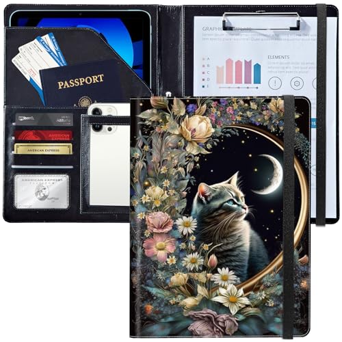 Padfolio/Portfolio-Ordner, Klemmbrett, Katzen-Rosen, Blumenmuster, personalisierbar, Leder-Portfolio, Padfolio mit Lebenslauf-Dokumenten, Organizer, Briefgröße, A4, Schreibblock, Visitenkartenhalter Padfolio/Portfolio-Ordner, Klemmbrett, Katzen-Rosen, Blumenmuster, personalisierbar, Leder-Portfolio, Padfolio mit Lebenslauf-Dokumenten, Organizer, Briefgröße, A4, Schreibblock, Visitenkartenhalter von Decahouy