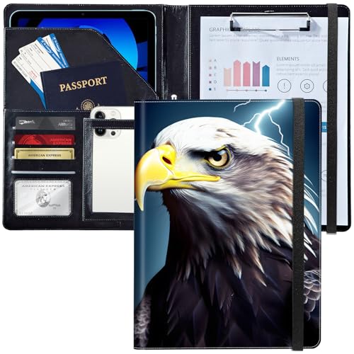 Padfolio/Portfolio-Ordner, Klemmbrett, Lightning Eagle, personalisiertes Leder-Portfolio, Padfolio mit Lebenslauf-Dokumenten, Organizer, Briefgröße, A4, Schreibblock, Visitenkartenhalter für Männer Padfolio/Portfolio-Ordner, Klemmbrett, Lightning Eagle, personalisiertes Leder-Portfolio, Padfolio mit Lebenslauf-Dokumenten, Organizer, Briefgröße, A4, Schreibblock, Visitenkartenhalter für Männer von Decahouy