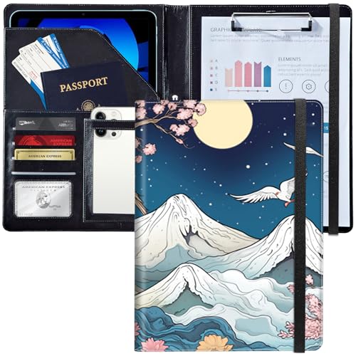 Padfolio/Portfolio-Ordner, Klemmbrett, Sakura-Baum und Mond, personalisiertes Leder-Portfolio, Padfolio mit Lebenslauf-Dokumenten, Organizer, Briefgröße, A4, Schreibblock, Visitenkartenhalter für Padfolio/Portfolio-Ordner, Klemmbrett, Sakura-Baum und Mond, personalisiertes Leder-Portfolio, Padfolio mit Lebenslauf-Dokumenten, Organizer, Briefgröße, A4, Schreibblock, Visitenkartenhalter für von Decahouy