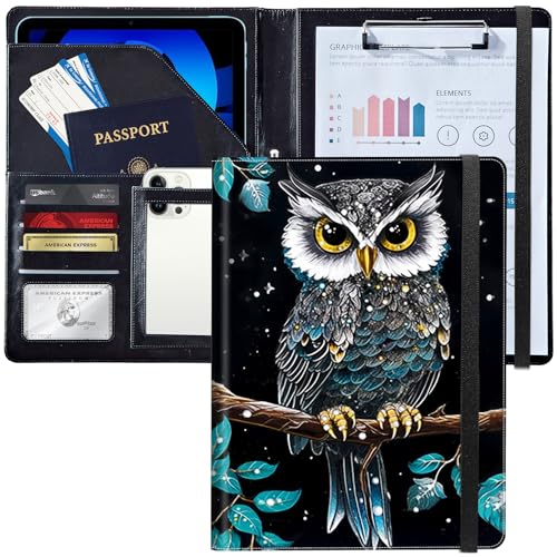 Padfolio/Portfolio-Ordner, Klemmbrett, Sterneneule, personalisiertes Leder-Portfolio, Padfolio mit Lebenslauf-Dokumenten, Organizer, Briefgröße, A4, Schreibblock, Visitenkartenhalter für Männer und Padfolio/Portfolio-Ordner, Klemmbrett, Sterneneule, personalisiertes Leder-Portfolio, Padfolio mit Lebenslauf-Dokumenten, Organizer, Briefgröße, A4, Schreibblock, Visitenkartenhalter für Männer und von Decahouy