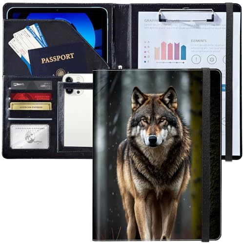 Padfolio/Portfolio-Ordner, Klemmbrett, Wölfe, heulende Wildnis, personalisiertes Leder-Portfolio, Padfolio mit Lebenslauf-Dokumenten, Organizer, Briefgröße, A4, Schreibblock, Visitenkartenhalter für Padfolio/Portfolio-Ordner, Klemmbrett, Wölfe, heulende Wildnis, personalisiertes Leder-Portfolio, Padfolio mit Lebenslauf-Dokumenten, Organizer, Briefgröße, A4, Schreibblock, Visitenkartenhalter für von Decahouy