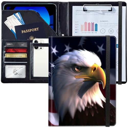 Padfolio/Portfolio-Ordner, Klemmbrett, amerikanische Flagge, Adler, personalisiertes Leder-Portfolio, Padfolio mit Lebenslauf-Dokumenten, Organizer, Briefgröße, A4, Schreibblock, Visitenkartenhalter Padfolio/Portfolio-Ordner, Klemmbrett, amerikanische Flagge, Adler, personalisiertes Leder-Portfolio, Padfolio mit Lebenslauf-Dokumenten, Organizer, Briefgröße, A4, Schreibblock, Visitenkartenhalter von Decahouy