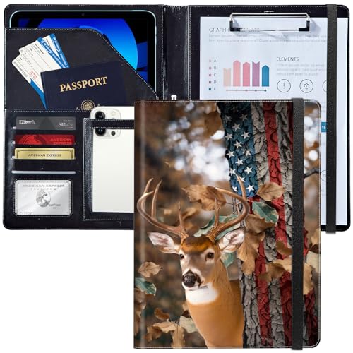 Padfolio/Portfolio-Ordner, Klemmbrett, amerikanische Hirschflagge, personalisiertes Leder-Portfolio, Padfolio mit Lebenslauf-Dokumenten, Organizer, Briefgröße, A4, Schreibblock, Visitenkartenhalter Padfolio/Portfolio-Ordner, Klemmbrett, amerikanische Hirschflagge, personalisiertes Leder-Portfolio, Padfolio mit Lebenslauf-Dokumenten, Organizer, Briefgröße, A4, Schreibblock, Visitenkartenhalter von Decahouy