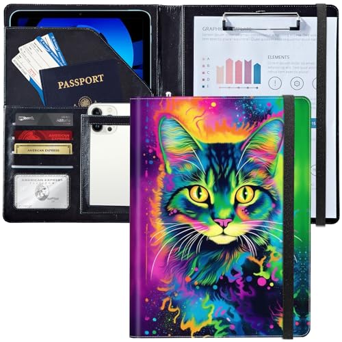 Padfolio/Portfolio-Ordner, Klemmbrett, buntes Katzenkätzchen, personalisiertes Leder-Portfolio, Padfolio mit Lebenslauf-Dokumenten, Organizer, Briefgröße, A4, Schreibblock, Visitenkartenhalter für Padfolio/Portfolio-Ordner, Klemmbrett, buntes Katzenkätzchen, personalisiertes Leder-Portfolio, Padfolio mit Lebenslauf-Dokumenten, Organizer, Briefgröße, A4, Schreibblock, Visitenkartenhalter für von Decahouy
