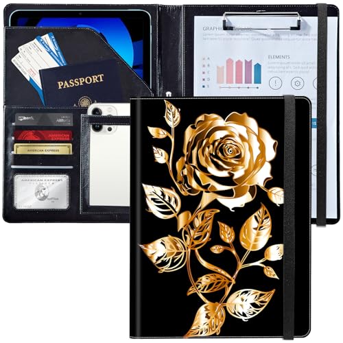 Padfolio/Portfolio-Ordner, Klemmbrett, goldfarbene Rose, personalisiertes Leder-Portfolio, Padfolio mit Lebenslauf-Dokumenten, Organizer, Briefgröße, A4, Schreibblock, Visitenkartenhalter für Männer Padfolio/Portfolio-Ordner, Klemmbrett, goldfarbene Rose, personalisiertes Leder-Portfolio, Padfolio mit Lebenslauf-Dokumenten, Organizer, Briefgröße, A4, Schreibblock, Visitenkartenhalter für Männer von Decahouy