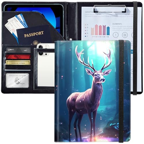 Padfolio/Portfolio-Ordner, Klemmbrett, leuchtet im Dunkeln, Elch, personalisiertes Leder-Portfolio, Padfolio mit Lebenslauf-Dokumenten, Organizer, Briefgröße, A4, Schreibblock, Visitenkartenhalter für Padfolio/Portfolio-Ordner, Klemmbrett, leuchtet im Dunkeln, Elch, personalisiertes Leder-Portfolio, Padfolio mit Lebenslauf-Dokumenten, Organizer, Briefgröße, A4, Schreibblock, Visitenkartenhalter für von Decahouy