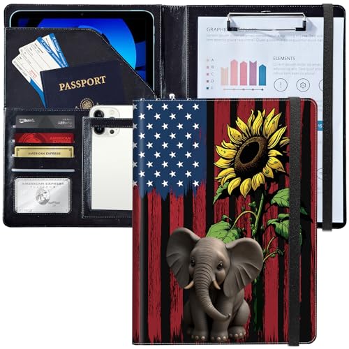 Padfolio/Portfolio-Ordner, Klemmbrett, niedlicher Elefant, Sonnenblume, personalisiertes Leder-Portfolio, Padfolio mit Lebenslauf-Dokumenten, Organizer, Briefgröße, A4, Schreibblock Padfolio/Portfolio-Ordner, Klemmbrett, niedlicher Elefant, Sonnenblume, personalisiertes Leder-Portfolio, Padfolio mit Lebenslauf-Dokumenten, Organizer, Briefgröße, A4, Schreibblock von Decahouy