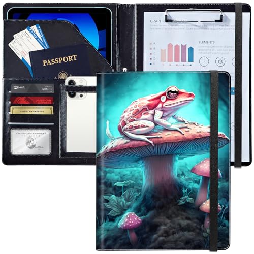 Padfolio/Portfolio-Ordner, Klemmbrett, niedlicher Frosch-Pilz, personalisiertes Leder-Portfolio, Padfolio mit Lebenslauf-Dokumenten, Organizer, Briefgröße, A4, Schreibblock, Visitenkartenhalter für Padfolio/Portfolio-Ordner, Klemmbrett, niedlicher Frosch-Pilz, personalisiertes Leder-Portfolio, Padfolio mit Lebenslauf-Dokumenten, Organizer, Briefgröße, A4, Schreibblock, Visitenkartenhalter für von Decahouy