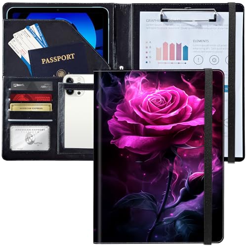 Padfolio/Portfolio-Ordner, Klemmbrett, personalisiertes Leder-Portfolio, Padfolio mit Lebenslauf-Dokumenten, Organizer, Briefgröße, A4, Schreibblock, Visitenkartenhalter für Männer und Frauen, rosa Padfolio/Portfolio-Ordner, Klemmbrett, personalisiertes Leder-Portfolio, Padfolio mit Lebenslauf-Dokumenten, Organizer, Briefgröße, A4, Schreibblock, Visitenkartenhalter für Männer und Frauen, rosa von Decahouy
