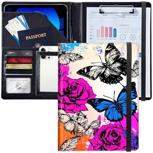 Padfolio/Portfolio-Ordner, Klemmbrett, personalisiertes Leder-Portfolio, Padfolio mit Lebenslauf-Dokumenten, Organizer, Briefgröße, A4, Schreibblock, Visitenkartenhalter für Männer und Frauen, bunte Padfolio/Portfolio-Ordner, Klemmbrett, personalisiertes Leder-Portfolio, Padfolio mit Lebenslauf-Dokumenten, Organizer, Briefgröße, A4, Schreibblock, Visitenkartenhalter für Männer und Frauen, bunte von Decahouy