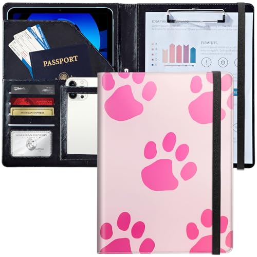 Padfolio/Portfolio-Ordner, Klemmbrett, rosa Hundepfotenabdruck, personalisiertes Leder-Portfolio, Padfolio mit Lebenslauf-Dokumenten, Organizer, Briefgröße, A4, Schreibblock, Visitenkartenhalter für Padfolio/Portfolio-Ordner, Klemmbrett, rosa Hundepfotenabdruck, personalisiertes Leder-Portfolio, Padfolio mit Lebenslauf-Dokumenten, Organizer, Briefgröße, A4, Schreibblock, Visitenkartenhalter für von Decahouy