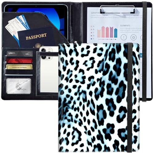 Padfolio/Portfolio-Ordner, Klemmbrett, weißer Leopardenmuster, personalisiertes Leder-Portfolio, Padfolio mit Lebenslauf-Dokumenten, Organizer, Briefgröße, A4, Schreibblock, Visitenkartenhalter für Padfolio/Portfolio-Ordner, Klemmbrett, weißer Leopardenmuster, personalisiertes Leder-Portfolio, Padfolio mit Lebenslauf-Dokumenten, Organizer, Briefgröße, A4, Schreibblock, Visitenkartenhalter für von Decahouy