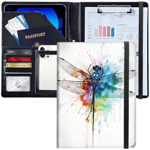 Padfolio/Portfolio-Ordner-Klemmbrett, niedliche Libelle, Aquarell, personalisiertes Leder-Portfolio, Padfolio mit Lebenslauf-Dokumenten, Organizer, Briefgröße, A4, Schreibblock, Visitenkartenhalter Padfolio/Portfolio-Ordner-Klemmbrett, niedliche Libelle, Aquarell, personalisiertes Leder-Portfolio, Padfolio mit Lebenslauf-Dokumenten, Organizer, Briefgröße, A4, Schreibblock, Visitenkartenhalter von Decahouy
