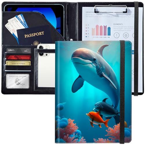 Padfolio/Portfolio-Ordner-Klemmbrett, niedlicher Delfin, personalisiertes Leder-Portfolio, Padfolio mit Lebenslauf-Dokumenten, Organizer, Briefgröße, A4, Schreibblock, Visitenkartenhalter für Männer Padfolio/Portfolio-Ordner-Klemmbrett, niedlicher Delfin, personalisiertes Leder-Portfolio, Padfolio mit Lebenslauf-Dokumenten, Organizer, Briefgröße, A4, Schreibblock, Visitenkartenhalter für Männer von Decahouy