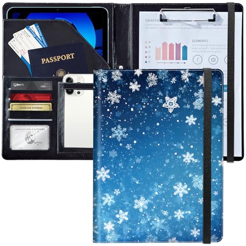 Padfolio/Portfolio-Ordner-Klemmbrett, schöne Schneeflocken, personalisiertes Leder-Portfolio, Padfolio mit Lebenslauf-Dokumenten, Organizer, Briefgröße, A4, Schreibblock, Visitenkartenhalter für Padfolio/Portfolio-Ordner-Klemmbrett, schöne Schneeflocken, personalisiertes Leder-Portfolio, Padfolio mit Lebenslauf-Dokumenten, Organizer, Briefgröße, A4, Schreibblock, Visitenkartenhalter für von Decahouy