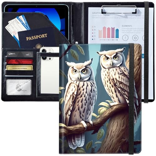 Padfolio/Portfolio-Ordner-Klemmbrett, zwei niedliche Eulen, personalisiertes Leder-Portfolio, Padfolio mit Lebenslauf-Dokumenten, Organizer, Briefgröße, A4, Schreibblock, Visitenkartenhalter für Padfolio/Portfolio-Ordner-Klemmbrett, zwei niedliche Eulen, personalisiertes Leder-Portfolio, Padfolio mit Lebenslauf-Dokumenten, Organizer, Briefgröße, A4, Schreibblock, Visitenkartenhalter für von Decahouy